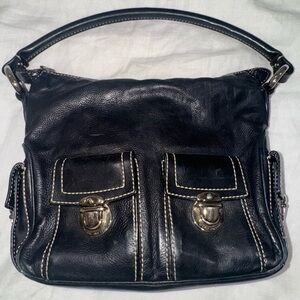 MARC JACOBS Y2K Black Blake Leather Purse Silver Hardware white contrast Iconic